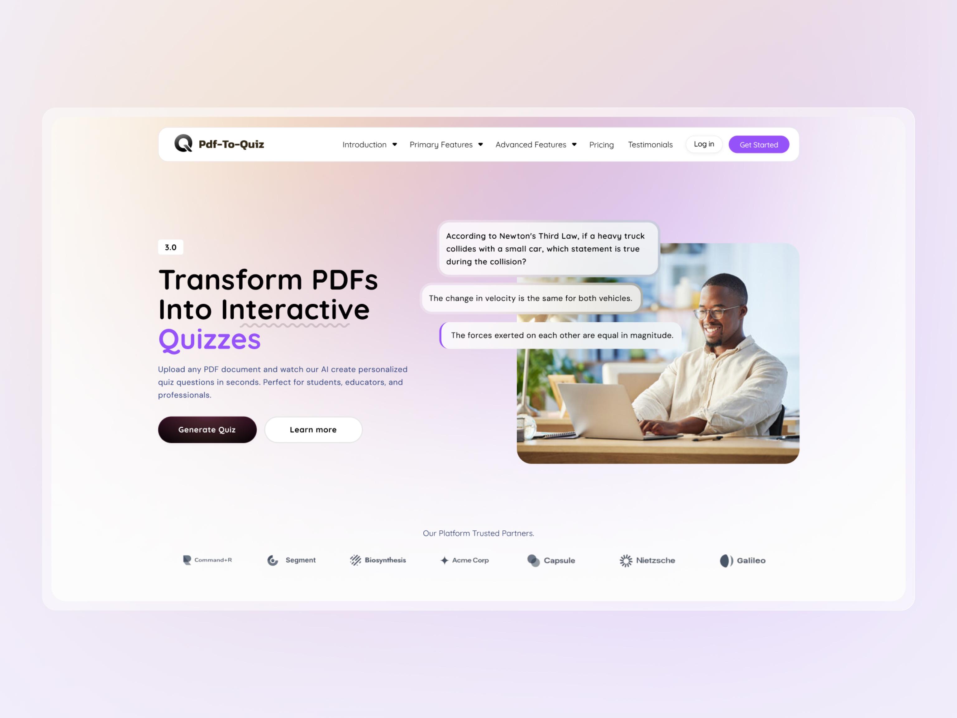 AI PDF to Quiz Generator - Theme Two
